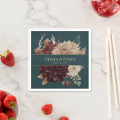 Serviette En Papier Dark Teal Floral Gothic Wedding Napkins (En situation)
