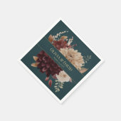 Serviette En Papier Dark Teal Floral Gothic Wedding Napkins (Coin)