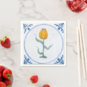 Serviette en papier d'art de tulipe jaune blanc bl (En situation)