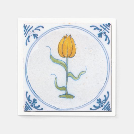 Serviette en papier d'art de tulipe jaune blanc bl (Devant)