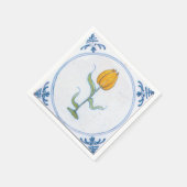 Serviette en papier d'art de tulipe jaune blanc bl (Coin)