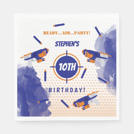 Serviette En Papier Dart Gun Bataille War Boys Anniversaire (Devant)