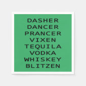 Serviette En Papier Dasher Dancer Vixen Vodka Tequila Whiskey Blitzen (Devant)