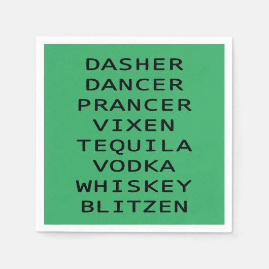 Serviette En Papier Dasher Dancer Vixen Vodka Tequila Whiskey Blitzen (Devant)