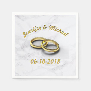 Serviette En Papier Date de mariage Anneaux en or personnalisables pou