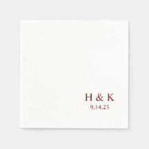 Date personnalisable Monogram Cocktail Napkins