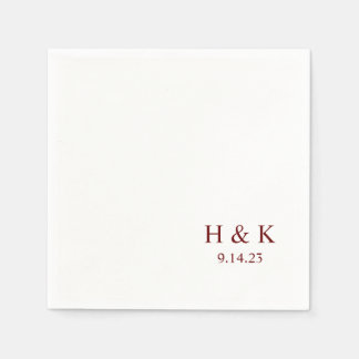 Serviette En Papier Date personnalisable Monogram Cocktail Napkins