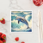 Serviette En Papier Dauphin aquatique jouant (En situation)