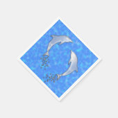 Serviette En Papier Dauphin Bleu Étincelant Avec Bulles (Coin)