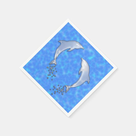 Serviette En Papier Dauphin Bleu Étincelant Avec Bulles (Coin)