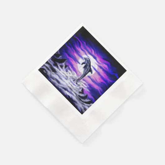 Serviette En Papier Dauphin clair de lune (Coin)