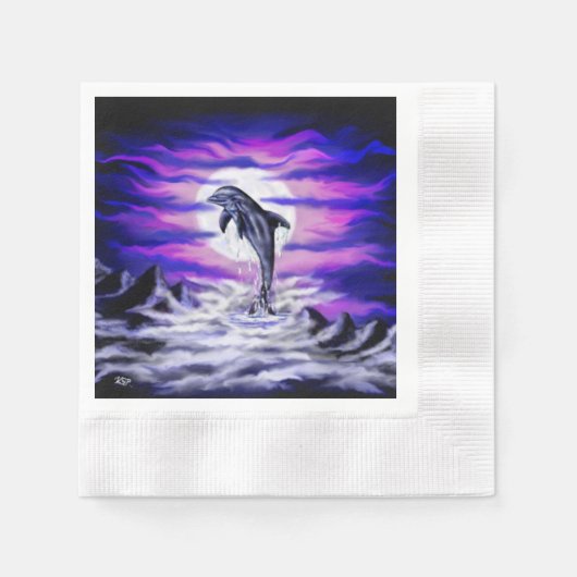 Serviette En Papier Dauphin clair de lune (Devant)