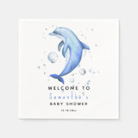 Dauphin d'aquarelle BIENVENUE AU baby shower