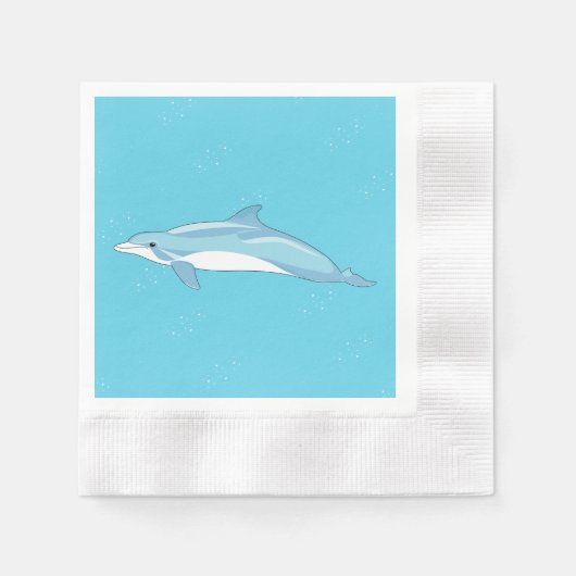 Serviette En Papier Dauphin drôle dans l'océan (Devant)
