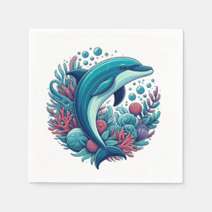 Serviette En Papier Dauphin marin/côtier mignon