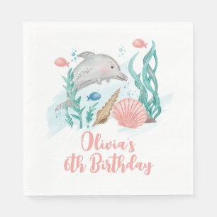 Serviette En Papier Dauphin sous la mer Anniversaire