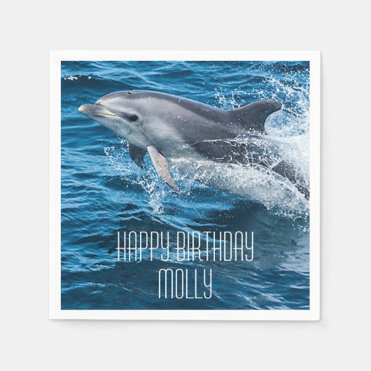 Serviette En Papier Dauphin Splashing Personnalisé Anniversaire fête (Devant)