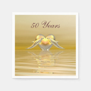 Serviette En Papier Dauphins et Coeur du Golden Anniversaire