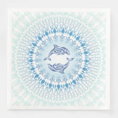 Serviette En Papier Dauphins Mandala Bleu Blanc (Devant)