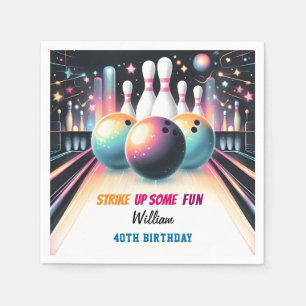 Serviette En Papier Day Neon Boy Kids Team Event Bowling 21st Birthday