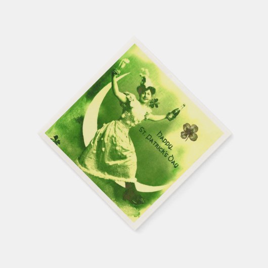 SERVIETTE EN PAPIER DAY PATRICK'S DAY LUNE LADY AVEC MONOGRAM SHAMROCK (Coin)