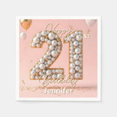 Serviette En Papier Dazzling Blush Pink and Pearl Gold 21st Birthday (Devant)