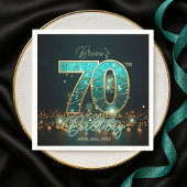 Serviette En Papier Dazzling Turquoise Mosaic or joaillé 70e anniversa