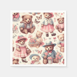 Serviette En Papier De Beaux Ours Vintages sans joint