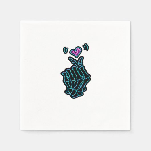 Serviette En Papier De Belles Mains De Squelette Avec Un Signal Coeur (Devant)