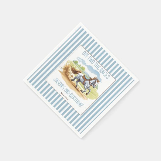 Serviette En Papier De deux courses l'anniversaire équestre imprimé (Coin)