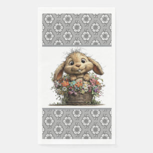 Serviette en papier de lapin floral de Pâques