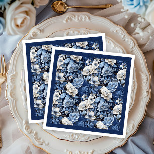 Serviette en papier de luxe bleu marine élégant à