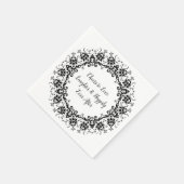 Serviette en papier de mariage noir et blanc Damas (Coin)