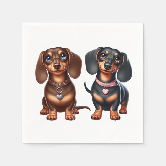 Serviette En Papier De mignons amis dachshund (Devant)