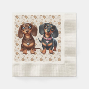 Serviette En Papier De mignons amis dachshund