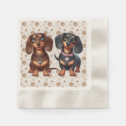 Serviette En Papier De mignons amis dachshund (Devant)