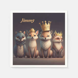 Serviette En Papier De mignons animaux sauvages en couronne