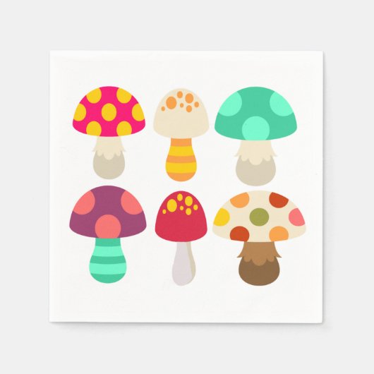 Serviette En Papier De mignons champignons colorés (Devant)