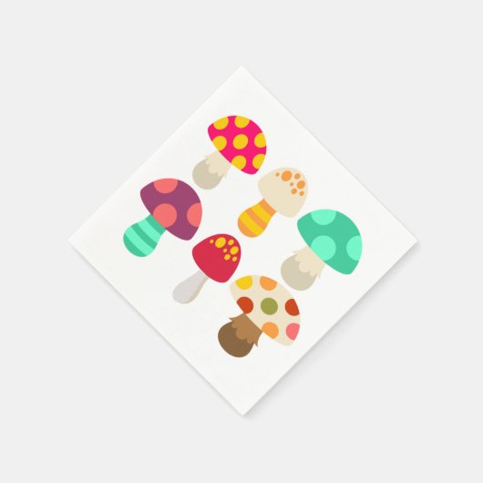 Serviette En Papier De mignons champignons colorés (Coin)