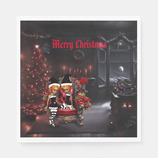 Serviette En Papier De mignons petits elfes sombres. (Devant)