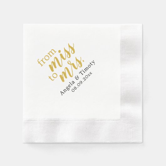 Serviette En Papier De Mlle à Mme mariage (Devant)