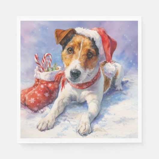Serviette en papier de Noël avec un Jack Russel ad (Devant)