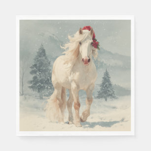 Serviette en papier de Noël / Beau cheval blanc