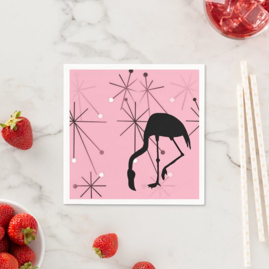 Serviette En Papier Début atomique milieu du siècle moderne Flamant ro (En situation)