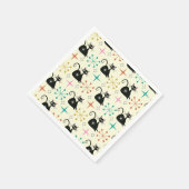 Serviette En Papier Début du milieu du siècle avec chat atomique noir (Coin)