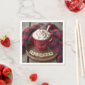 Serviette En Papier Décembre Chocolat Chaud Avec Couverture Plaid (En situation)