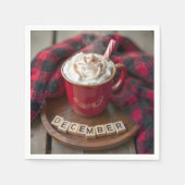 Serviette En Papier Décembre Chocolat Chaud Avec Couverture Plaid (Devant)
