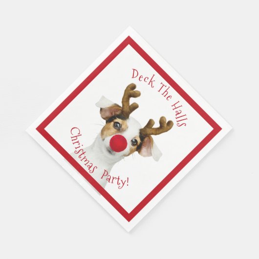 Serviette En Papier Deck The Halls - Drôle Chien - Fête de Noël - (Coin)