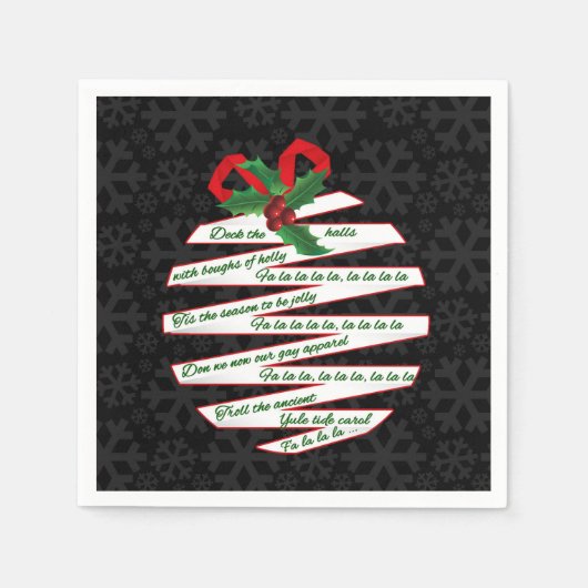 Serviette En Papier Deck the Halls Faisons la fête en noir et blanc (Devant)
