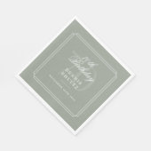 Serviette En Papier Déco Classique | 70e Anniversaire Vert de Sauge et (Coin)